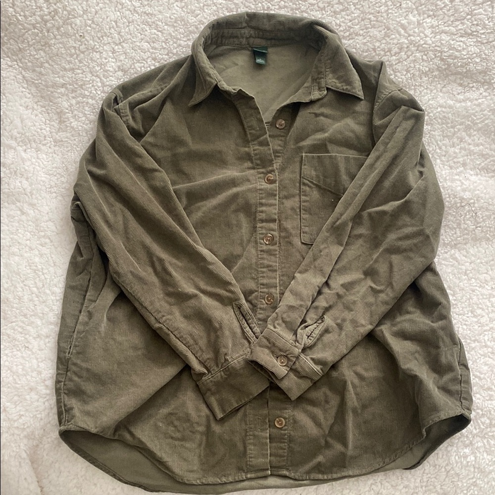Olive Green Button-Up Shirt